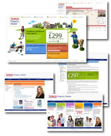 Collage of screenshots taken from the Tesco Property Market website