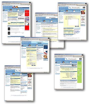 Collage of screenshots taken from the Daily Telegraph Subscriptions prototype website