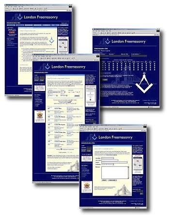 Collage of screenshots taken from the London Freemasonry Administration website