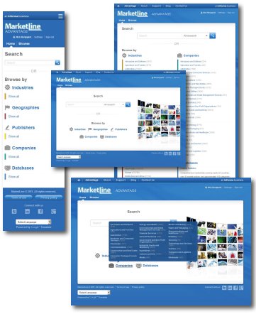 Collage of screenshots taken from the MarketLine Advantage website